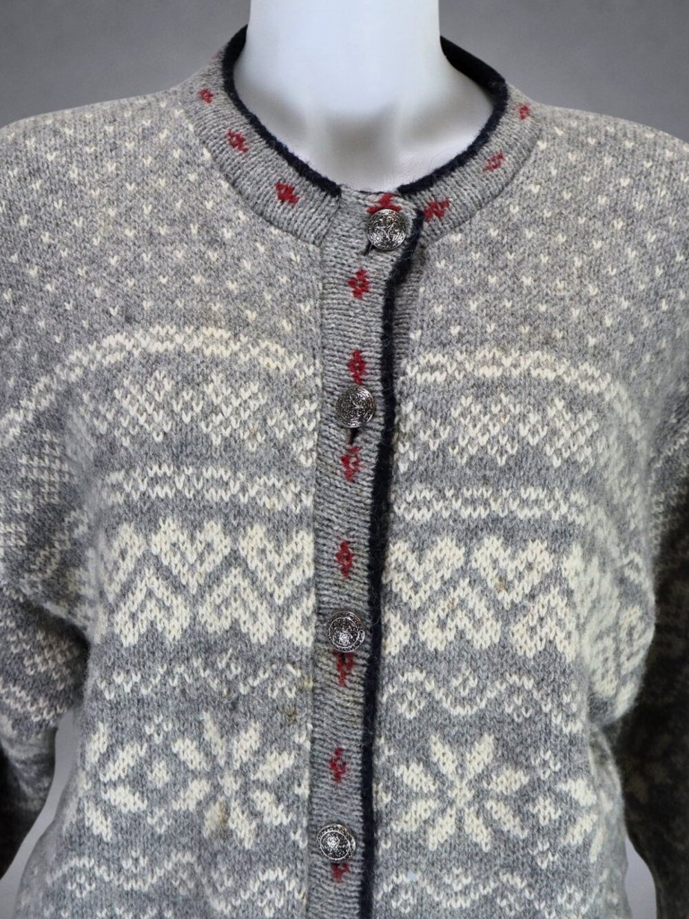 Vintage L.L.Bean Fair Isle Wool Cardigan Sweater Nordic Scandinavian USA L - Picture 3 of 8